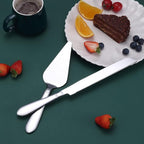 Eisinly Cake Cutting Set for Wedding, Elegant Cake Knife and Server Set with Thickened Stainless Steel Rounded Edges, Cake Cutter and Pie Spatula for Birthday Anniversary, 2 Pcs, Silver