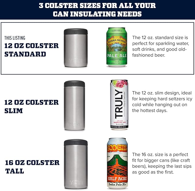YETI Rambler 12 oz. Colster Can Insulator for Standard Size Cans, Navy (NO CAN INSERT)