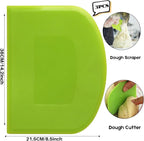 SURDOCA Dough Scraper Bench Scraper - 3P 14.2x8.5" Plastic Flexible Bowl Scraper, Sharp Edge & Angles Cake Scraper. Non-Slip Bakeware Decorating Tools Sculpting & Modeling Tools - Yellow+Green+Yellow