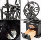 Coffee Grinder,Wooden Coffee Bean Grinder Manual Coffee Grinder Roller, Antique Coffee Mill with Cast Iron Hand Crank for Making Mesh Coffee, Decoration, Best Gift (Black (four deformation base))