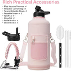 DYSANKY Insulated Water Bottle | Thickened Stainless Steel for Gym and Hiking with Straw, Carrier Bag, Handle Strap | BPA-Free 87 oz
