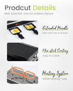2-Person Raclette Table Grill - Indoor Non-stick Electric Grill Griddle - Series Connection Contact Grill up to 4 Grills, 2 Paddles Included, 2 Packs, BC-02