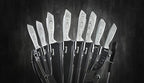 Keewah 19 Pieces Kitchen Knife Set, 15 Stainless Steel Knives with Wood Texture Handle, Acrylic Stand, Scissors, Peeler and Knife Sharpener