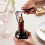 Twine Double Hinged Waiters Corkscrew Wine Opener with Built-in Bottle Opener and Foil Cutter, Durable Stainless Steel with Wood Handle, Home Bar, Kitchen, Travel, Gifts for Wine Lovers, Set of 1