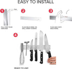 Modern Innovations 12 Inch Stainless Steel Magnetic Knife Bar with Multipurpose Use as Knife Holder, Knife Rack, Knife Strip, Kitchen Utensil Holder, Tool Holder, Art Supply Organizer, Home Organizer