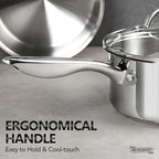 MICHELANGELO 3 Quart Saucepan with Lid, 18/10 Stainless Steel Sauce Pan with Tri-Ply Bottom, 3QT Sauce Pot, Induction Compatible
