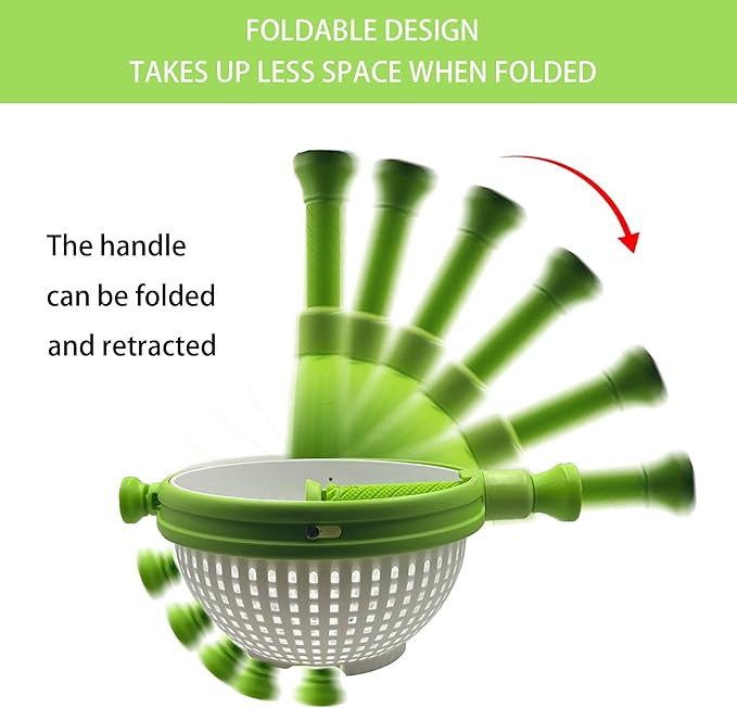 Collapsible Salad Spinner 3-in-1 – 3Qt Space Saving Salad & Veggie Dryer, Dishwasher Safe Kitchen Gadget for Greens, Fruits, Vegetables, Easy to Store