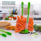 Jokari Adjustable Baggy Rack Stand 4-Pack, Hands-Free Freezer Bag Holder for Gallon, Quart and Sandwich Size Storage Bags, Ideal for Pouring Leftovers, Meal Prep, and Drying Washed Bags