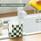 Ceramic Kitchen Sponge Holder, Dish Sponge Holder Suitable for Scrubby Farmhouse Drying Rack Brush Holder for Christmas Bathroom, Kitchen, Sink, Green and White