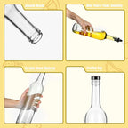 Baderke 6 Pack Glass Long Neck Bottles with Pourer and Caps Clear Glass Wine Syrup Bottle with Spout for Liquor Juice Home Party Bar Kitchen Accessories(Plastic)