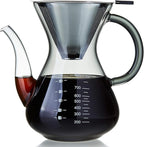 Unbreakable - Pour Over Coffee Maker with Double Stainless Filter 27 fl oz, Thickened Heat-Resistant Borosilicate Glass Pour Over Coffee Dripper, Stovetop Safe