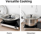 WRINGKIT 2 Pack Universal Lids for Pots Pans, Stainless Steel Replacement Frying Pan Cover with Heat Resistant Knob, Heavy Duty Skillets Cover, Fit 9, 10 Inch Cookware