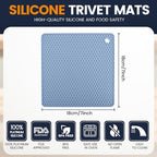 Silicone Trivet Mats 4 Heat Resistant Pot Holders Multipurpose Non-Slip Hot Pads for Kitchen Potholders, Drying mat, Jar Opener, Spoon Holder, Coaster.(Light Blue)