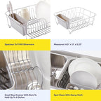Dish Drying Rack & Cutlery Holder 2 Piece Set - Compact Sink-Fitting Dish Drainer with Rubberized Undercoating, Space-Saving Kitchen Organizer for Plates, Cups, Bowls & Utensils in Sink, Silver