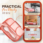 EASYFUN Bento Lunch Box Set Bento Box, 4-Compartment Lunch Containers,High Capacity Lunch Tote Bags for Work, Travel, Outdoor (Pink)