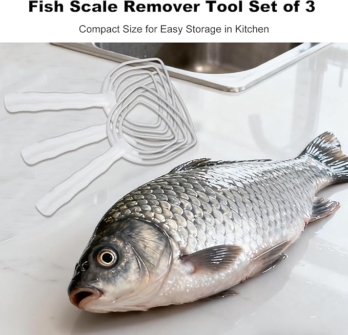 3Pcs Fish Scale Remover White Scraper Set Bone Descaler Tool and Keefer Cleaning Tools for Kitchen Use Durable Plastic Fish Scraper for Restaurant Catering, and Home Cooking Preparation Needs