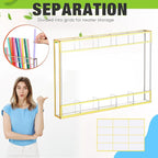 Qinyoung Acrylic Straw Holder for Cabinet Door with Double Sided Adhesive Tape Reusable Straw Organizer Tumbler Storage Kitchen Accessories Container for Counter Cupboard(Gold Trim,Large,Clear)