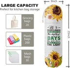 Sunflower Grocery Bags Holder Organizer - Wall Mount Plastic Bags Storage Container Dispenser - Gift for Women, Mother, Grandmother, Friend