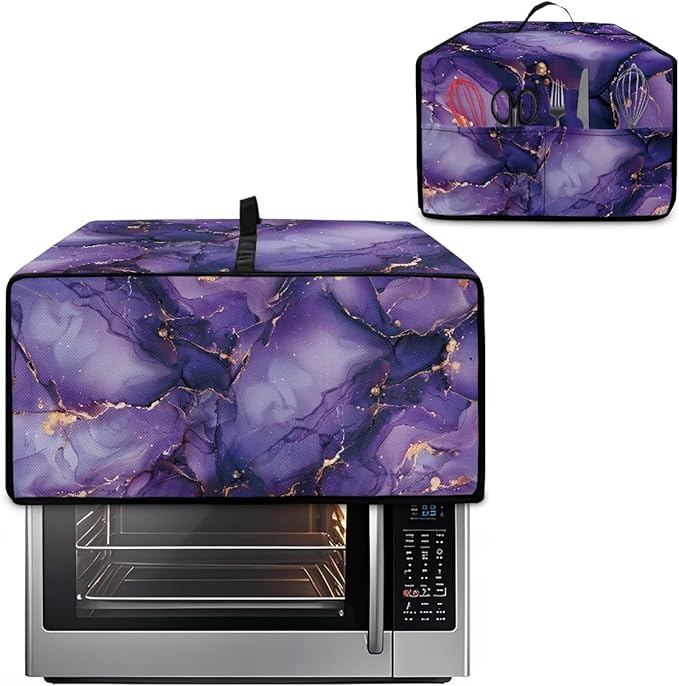 Marble Print Toaster Oven Cover for Kitchen Counter, Heavy Duty Heat-resistant Dust-proof Cover for Microwave Oven, Fit Most Small Appliance, Purple (Large-18.5 * 22.5 * 12.99 inches)