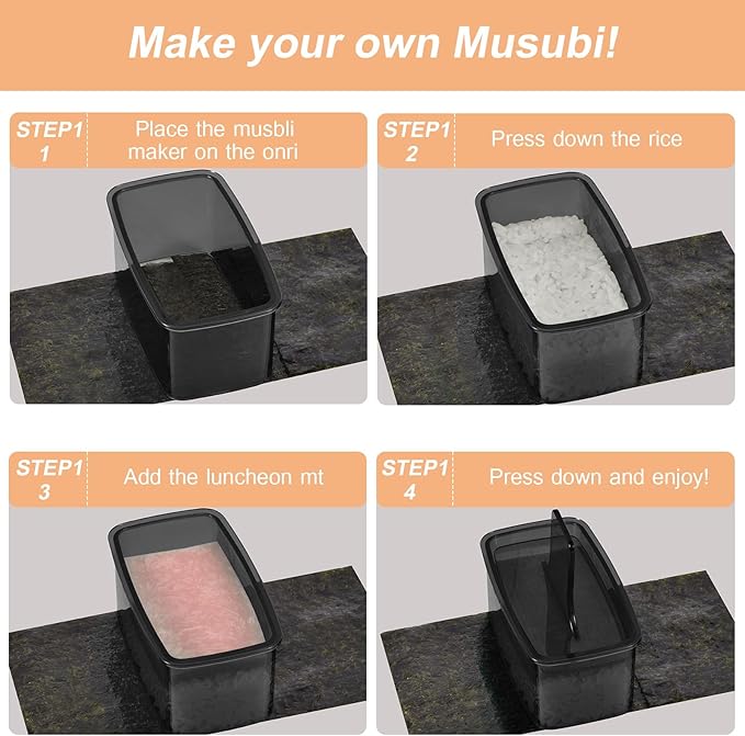 2PCS Black Musubi Maker press mold,Non-stick,BPA-Free sushi mold,Make Hawaiian Musubi at Home or Hawaii Restaurants