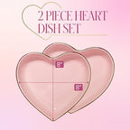 Paris Hilton 2-Piece Heart Dish Set, Ceramic Stoneware Serving Bowls for Entertaining, Snacks, Desserts & Décor, 8-Inch, Pink