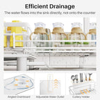 SNTD Dish Drying Rack - Extendable Dish Rack, Large Sink Drying Dish Drainer for Kitchen Counter, Stainless Steel Dish Strainer with Utensil Holder (White)