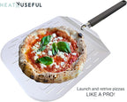 Pizza Peel 12 inch with Long Foldable Handle – Aluminum Pizza Paddle – Pizza Spatula or Pizza Turning Peel – Pizza Oven Accessories – For Baking Dough, Bread and Pastry, NNU-PP-12-PRO
