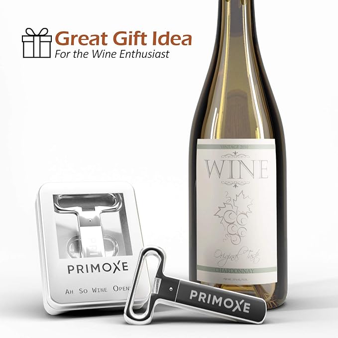 Ah So Two Prong Wine Cork Remover with Bottle Opener - Professional Stainless Steel Puller - Extractor For Opening & Vintage Collecting - for Connoisseurs & Collectors to Uncork