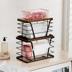 2 Pack Stackable Kitchen Organization,Counter Organizers and Pantry Organization for Home and Kitchen,Trash Bag Organizer Under Sink,Brown