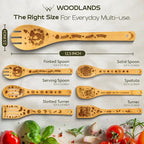Cooking Gifts For Mom Wooden Spoons for Cooking 6-Piece - Bamboo cooking utensils with Spatulas & Spoons, Wooden Utensils, Heat-Resistant, Eco-Friendly Kitchen Utensils - Christmas Gifts