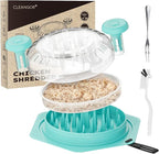 Cleangor Chicken Shredder Tool Twist Large, BPA Free Meat Shredder with Ergonomic Handle, Non-Slip Food Shredder Tool for Pork, Beef, Set of Chicken Breast Shredder with Brush & Fork (1, Mint)