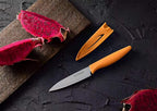VITUER Paring knife, 4PCS Paring knives (4 Knives and 4 Knife cover), 4 Inch Peeling Fruit and Vegetable Knife, Ultra Sharp Kitchen Knives, German Steel, PP Plastic Handle