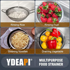 Ydeapi 8.6" Large Fine Mesh Strainer with Handle, Metal Food Strainers for Kitchen, Sieve Fine Mesh Stainless Steel for Rice, Quinoa, Pasta, Noodles