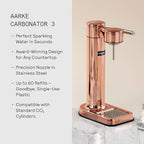 Aarke Carbonator lll with CO2 Cylinder, Sparkling & Carbonation Water Machine, Stainless Steel with PET BPA-Free Reusable Bottle Volume 1L/34 fl oz (Copper)