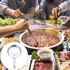 SHOWERORO Stainless Steel Flat Bottom Large Hole Strainer Spoon for Hot Pot Frying Cooking Dumplings 14.56X8.07X1.85 Inch Kitchen Colander with Mesh Filter