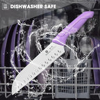 imarku® Kitchen Knife Set, Sharp Knives Set with Built-in Sharpener, Stainless Steel Block Knife Set and Non-Slip Ergonomic Handle, Dishwasher Safe, 14 PCS Professional Knife Set for Gift, Lavender
