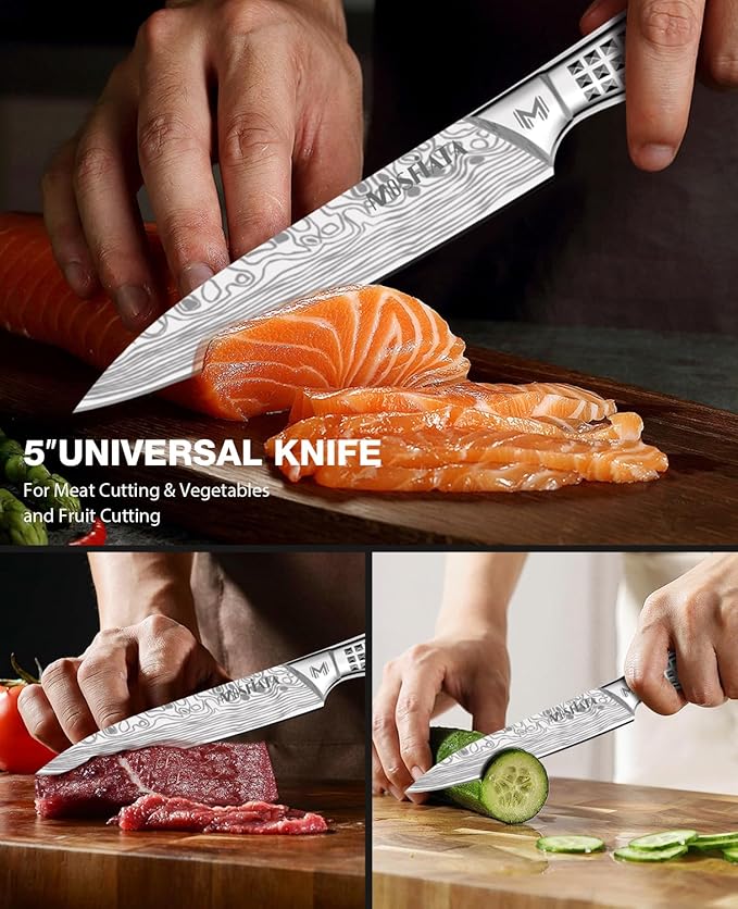 MOSFiATA 2pcs knife set，Stainless Steel Handle, Knives Set for Kitchen, Chef Knife Set Come with Gift Box