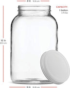 1 Gallon Glass Jar With Lid – 2 Pack Large Glass Jar With Airtight Metal Lids - USDA Approved BPA-Free Dishwasher Safe, Wide Mouth Sun Tea Jar, Gallon Mason Jar for Storage, Fermenting, And Brewing