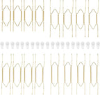 16-Pack Invisible Wall Plate Hangers, 6/8/10/12 Inch Brass Plate Holders with 20-Pack Wall Hooks