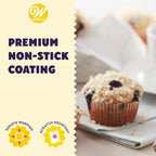 Wilton Gold Non-Stick Bakeware Muffin Pan - Baking Pan for Muffins & Cupcakes - Made Without PFAS, Dent Resistant & Dishwasher Friendly - Offers Even Heat Distribution - 10.5 x 15 x 2 Inches, 12 Cup