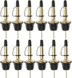 Pafusen 12 Pack Liquor Bottle Pourers, Liquor Pour Spout for Liquor Bottles, Stainless Steel Olive oil Dispenser Spout, Alcohol Pourer Spouts Dust Caps Covers Fixed, Gold