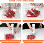 Vacuum Storage Bags Set, 10 Reusable BPA-Free Food Vacuum Sealer Bags with 6 Large (10.23"x11.02") and 4 Medium (8.26"x8.66") Sizes, Triple-Seal Leak-Resistant Design, Includes 2 Sealing Clips