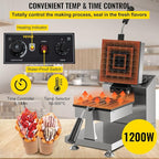 VEVOR Commercial Bubble Waffle Maker, 8" Square Mould, 1200W Egg Bubble Puff Iron w/ 360°Rotatable 2 Pans & Bent Handles, Stainless Steel Baker w/Non-Stick Teflon Coating, 50-300℃/122-572℉ Adjustable