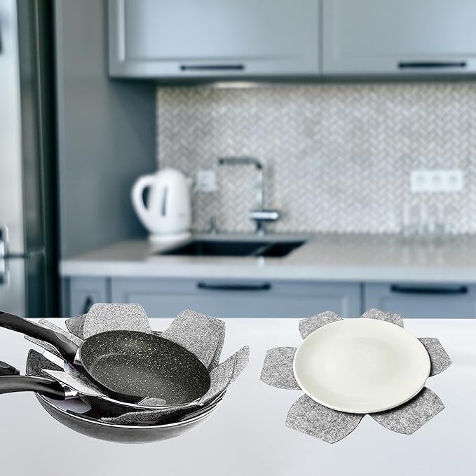 12 Pack Pot & Pan Protectors in 3 Sizes, Stackable Pan Separators to Avoid Scratching or Marring, Cookware Protector Set for Glass Ceramic Plates & Bowls