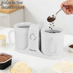 Pukomc Ice Cream Maker Machine for Home Use, with Two Ice Cream Bowls,Simple Operation and Easy to Clean,White