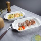 Small Au Gratin Baking Dish with Handles 7 x 4, Set of 4, 8.5 Oz Ceramic Casserole Dishes, for Oven Roasting, Au Gratin Pans Set for Individual portion, Lasagna, Pie, Gratin, Kitchen Home