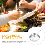 SHOWERORO Stainless Steel Flat Bottom Large Hole Strainer Spoon for Hot Pot Frying Cooking Dumplings 14.56X8.07X1.85 Inch Kitchen Colander with Mesh Filter
