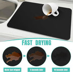 WISELIFE Coffee Mat Super Absorbent Dish Drying Mat Coffee Bar Accessories Match with Machine Large Drying Mats for Kitchen Counter 17" W x 30" L, Black
