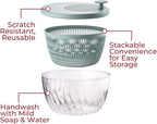 GUZZINI 10" Salad Spinner with Lid - Lichen Green, Wash, Spin & Dry Vegetables, Fruits, Salad, Built in Draining - Fruit Washer Fruit Dryer, Home Gadgets & Kitchen Tools