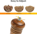 Wood Salt and Pepper Grinder, Salt Grinder and Pepper Mill, Oak Wood Shakers with Adjustable Ceramic Grinders - 6 inches, 1 Pack